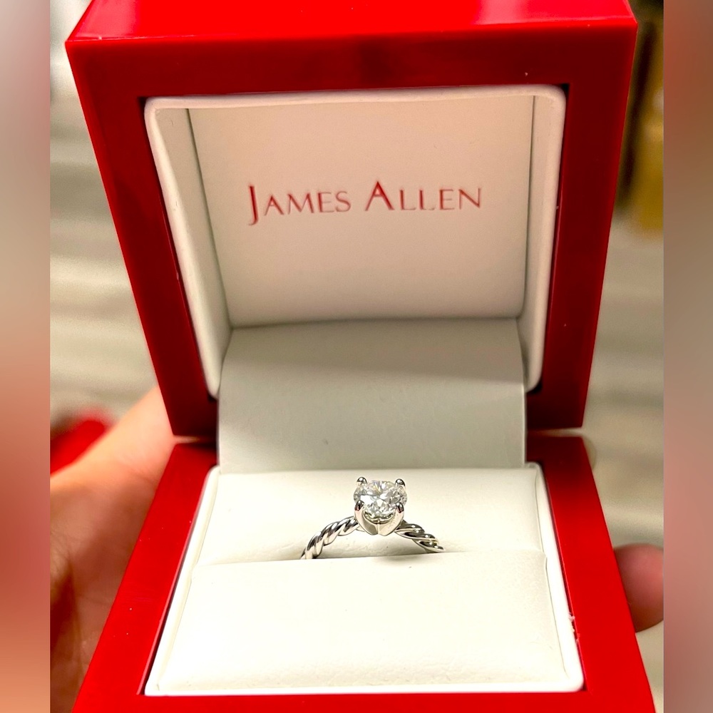 14K White Gold Cable Solitaire Engagement Ring